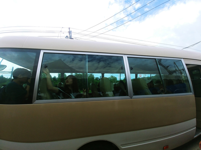 백두산 금강대협곡을 가기 위해 탄 첫번째 셔틀버스(출처 : 김송현 기자)